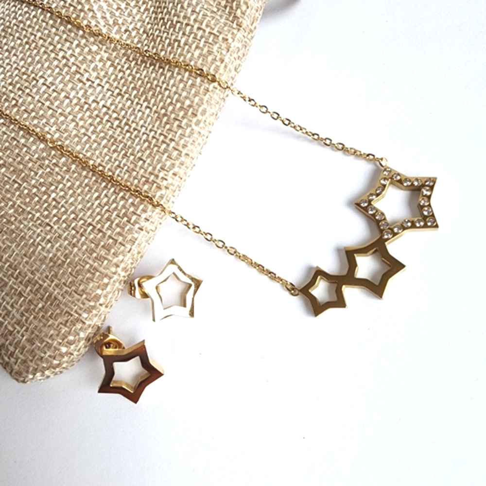 18K Gold Plated Necklace Earrings Set